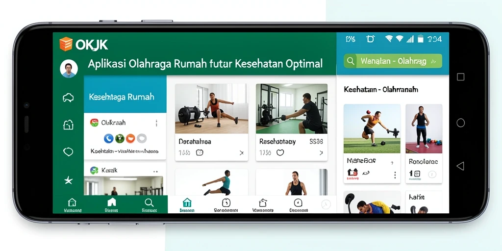 Tampilan antarmuka aplikasi OKJK dengan fungsi olahraga yang mudah digunakan.