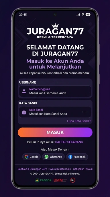 Masuk Akun juragan77 dengan Mudah dan Cepat